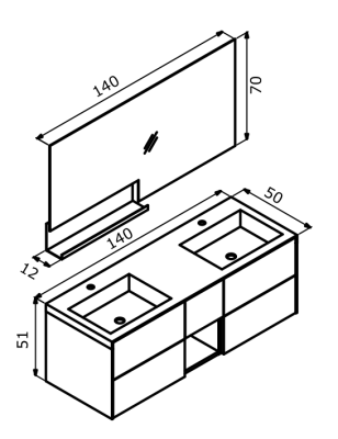 Orka Milano Banyo Dolabı Takımı 140 cm Antrasit - 3
