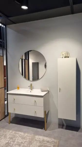 Orka Milazzo Banyo Dolabı Takımı 100 cm Beyaz Ayaklı - 2