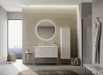 Orka Milazzo Banyo Dolabı Takımı 100 cm Beyaz Ayaklı - 1