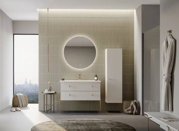 Orka Milazzo Banyo Dolabı Takımı 100 cm Beyaz Ayaklı - 1