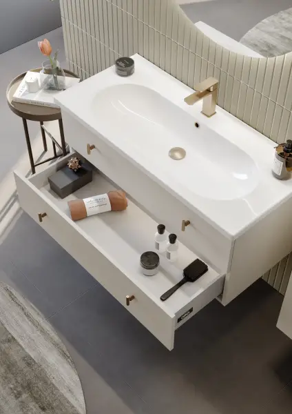 Orka Milazzo Banyo Dolabı Takımı 100 cm Beyaz Ayaklı - 3