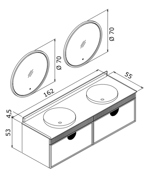 Orka Molino Banyo Dolabı Takımı 160 cm Antrasit - 4