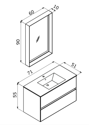 Orka Nest Banyo Dolabı Takımı 70 cm Beyaz - 3