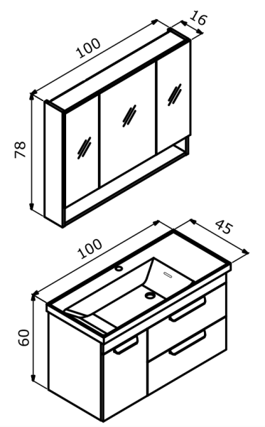 Orka Nova Banyo Dolabı Takımı 100 cm Ceviz - 4