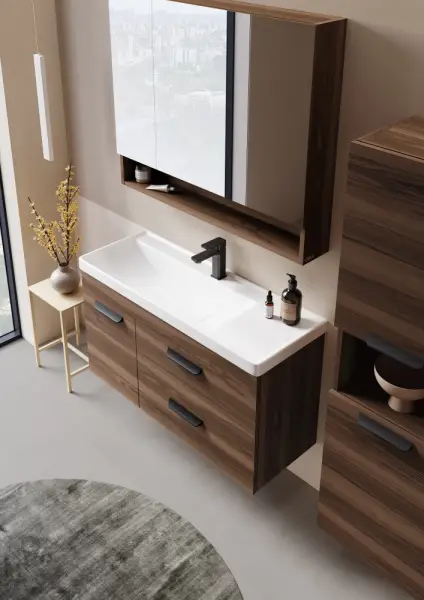 Orka Nova Banyo Dolabı Takımı 100 cm Ceviz - 2