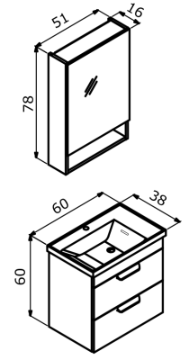 Orka Nova Banyo Dolabı Takımı 60 cm Kiraz - 3