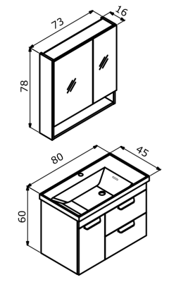 Orka Nova Banyo Dolabı Takımı 80 cm Beyaz - 2