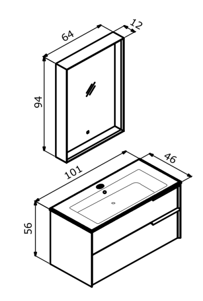 Orka Noventa Banyo Dolabı Takımı 100 cm Cabana - 4