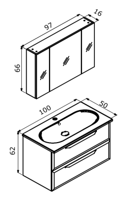 Orka Nuvola Banyo Dolabı Takımı 100 cm Antrasit - 4