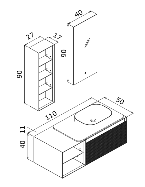 Orka Pacific Banyo Dolabı Takımı 110 cm Mocha Meşe - Mat Kaşmir - 4