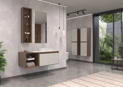 Orka Pacific Banyo Dolabı Takımı 110 cm Mocha Meşe - Mat Kaşmir Lake - 3