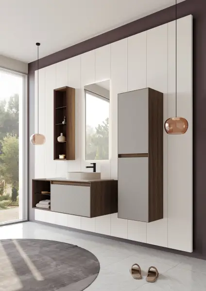 Orka Pacific Banyo Dolabı Takımı 110 cm Mocha Meşe - Mat Kaşmir Lake - 2