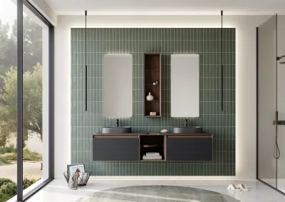 Orka Pacific Banyo Dolabı Takımı 180 cm Mocha Meşe - Mat Antrasit - 1