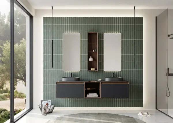 Orka Pacific Banyo Dolabı Takımı 180 cm Mocha Meşe - Mat Antrasit - 1