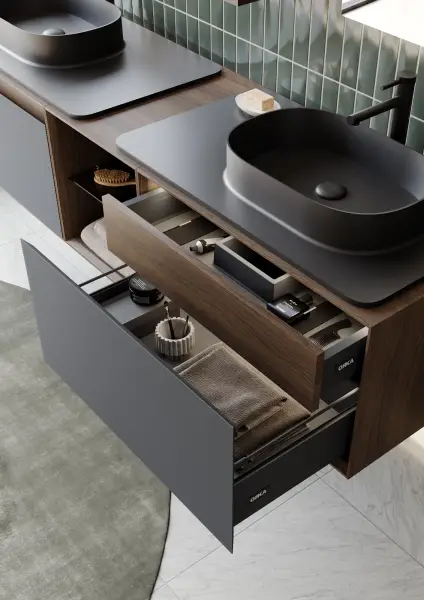 Orka Pacific Banyo Dolabı Takımı 180 cm Mocha Meşe - Mat Antrasit - 3