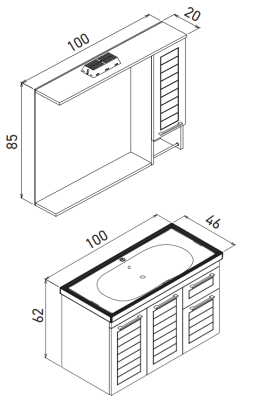 Orka Perge Banyo Dolabı Takımı 100 cm Beyaz - 4