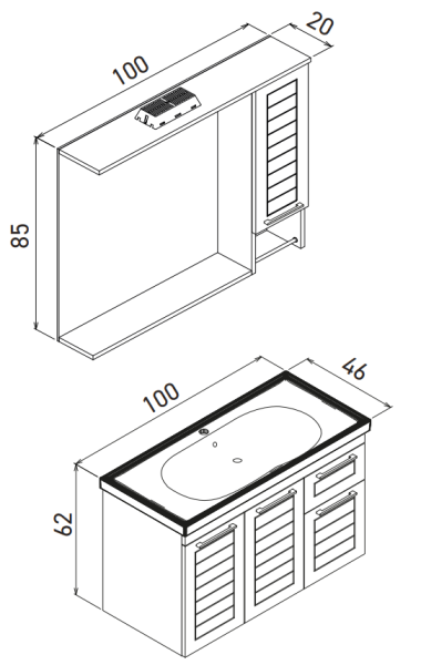 Orka Perge Banyo Dolabı Takımı 100 cm Beyaz - 4