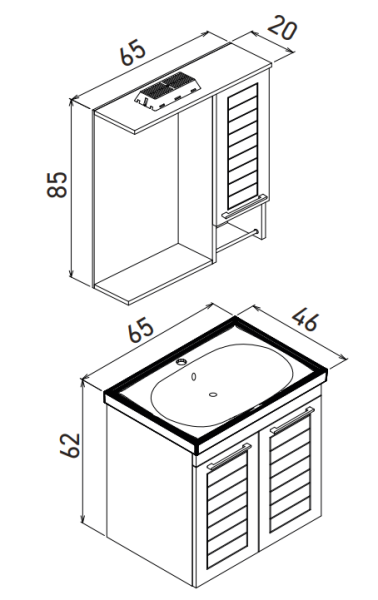 Orka Perge Banyo Dolabı Takımı 65 cm Beyaz - 2