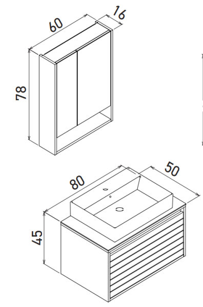 Orka Prato Banyo Dolabı Takımı 80 cm Legnano - 2