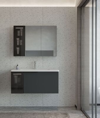 Orka Pure Banyo Dolabı Takımı 100 cm Antrasit - ORKA BANYO