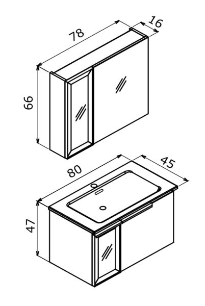 Orka Pure Banyo Dolabı Takımı 80 cm Vizon - 3