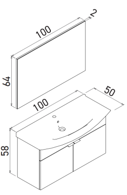 Orka Purus Asma Banyo Dolabı Takımı 100cm Beyaz - 3
