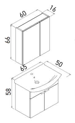 Orka Purus Asma Banyo Dolabı Takımı 65cm Budva - 4
