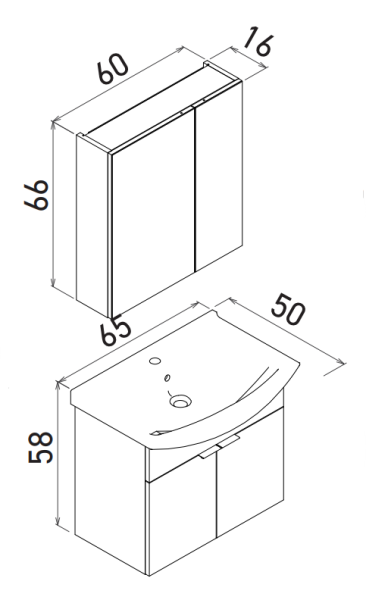 Orka Purus Asma Banyo Dolabı Takımı 65cm Budva - 4
