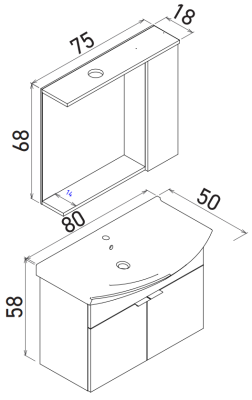 Orka Purus Asma Banyo Dolabı Takımı 80cm Antrasit - 2