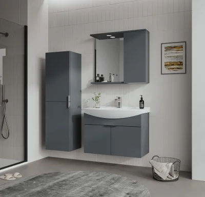 Orka Purus Asma Banyo Dolabı Takımı 80cm Antrasit - 1