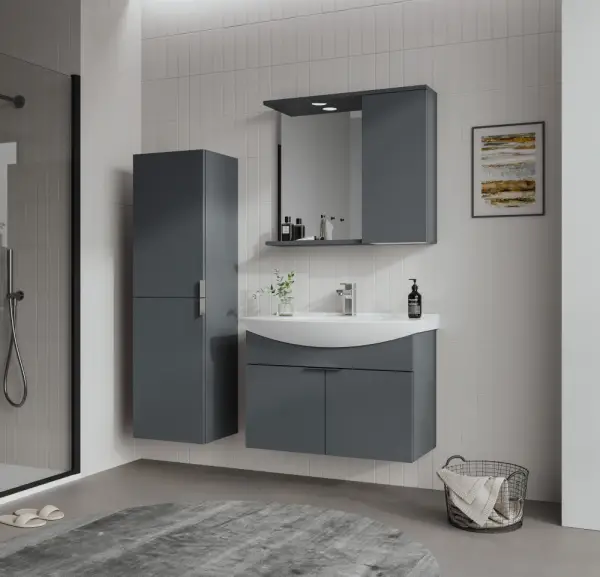 Orka Purus Asma Banyo Dolabı Takımı 80cm Antrasit - 1