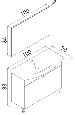 Orka Purus Ayaklı Banyo Dolabı Takımı 100cm Beyaz - 4