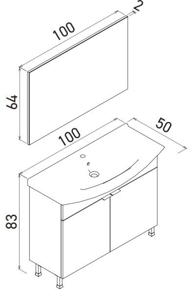 Orka Purus Ayaklı Banyo Dolabı Takımı 100cm Beyaz - 4
