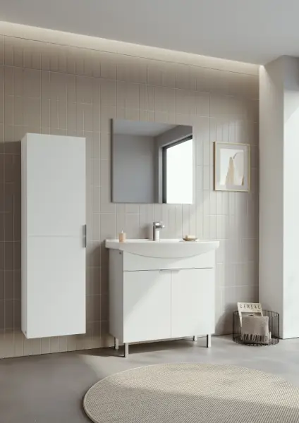 Orka Purus Ayaklı Banyo Dolabı Takımı 100cm Beyaz - 2