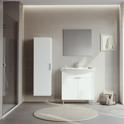 Orka Purus Ayaklı Banyo Dolabı Takımı 100cm Beyaz - 1