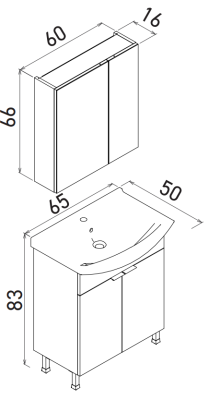Orka Purus Ayaklı Banyo Dolabı Takımı 65cm Budva - 3