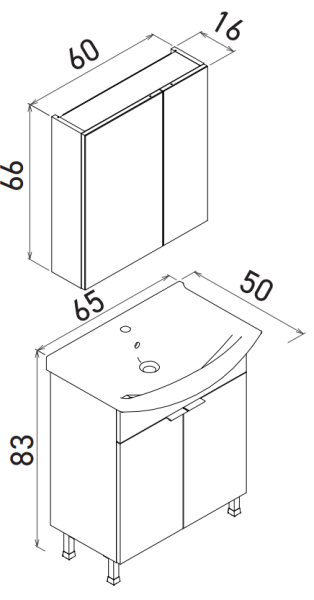 Orka Purus Ayaklı Banyo Dolabı Takımı 65cm Budva - 3