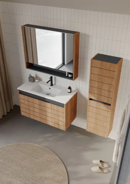 Orka Ricato Banyo Dolabı Takımı 100 cm Kiraz - 2