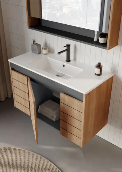 Orka Ricato Banyo Dolabı Takımı 100 cm Kiraz - 3