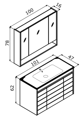 Orka Ricato Banyo Dolabı Takımı 100 cm Kiraz - 4