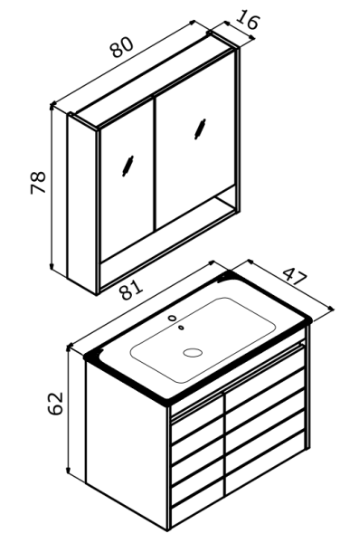 Orka Ricato Banyo Dolabı Takımı 80 cm Kiraz - 3