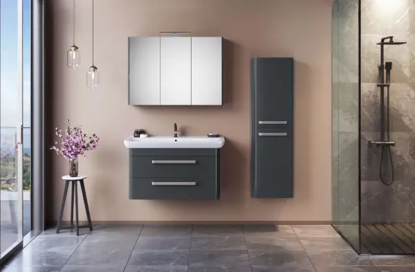 Orka Rose Banyo Dolabı Takımı 100 cm Antrasit - 1