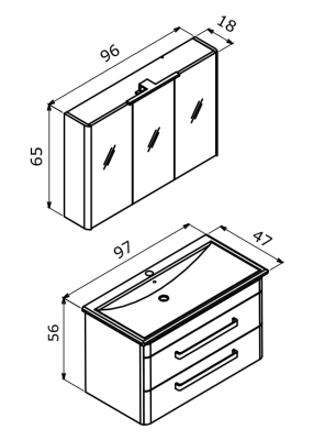Orka Rose Banyo Dolabı Takımı 100 cm Antrasit - 3