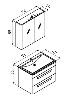 Orka Rose Banyo Dolabı Takımı 80 cm Kaşmir - 4