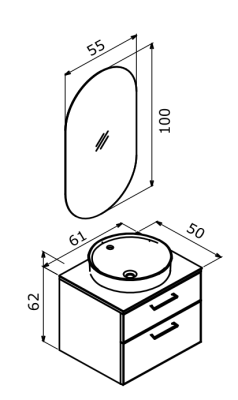 Orka Salerno Banyo Dolabı Takımı 60 cm Antrasit - 2