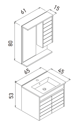Orka Serra Banyo Dolabı Takımı 65cm Antrasit - 4