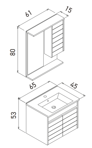 Orka Serra Banyo Dolabı Takımı 65cm Antrasit - 4