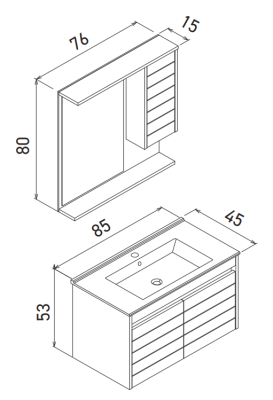 Orka Serra Banyo Dolabı Takımı 85cm Beyaz - 3