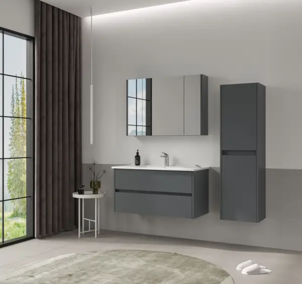 Orka Side Çekmeceli Banyo Dolabı Takımı 100 cm Antrasit - 1