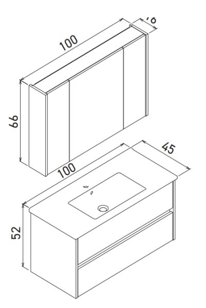 Orka Side Çekmeceli Banyo Dolabı Takımı 100 cm Legnano - 3
